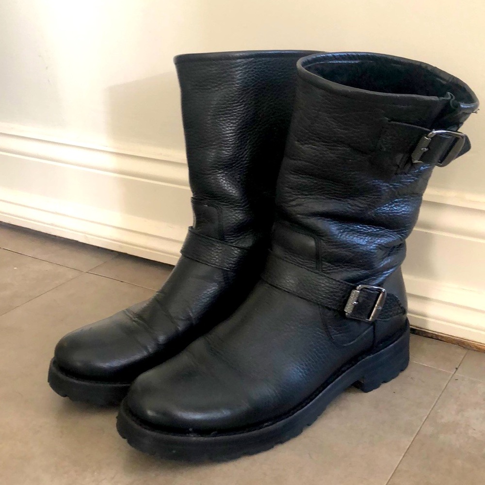 Frye Natalie shearling lugged moto boot